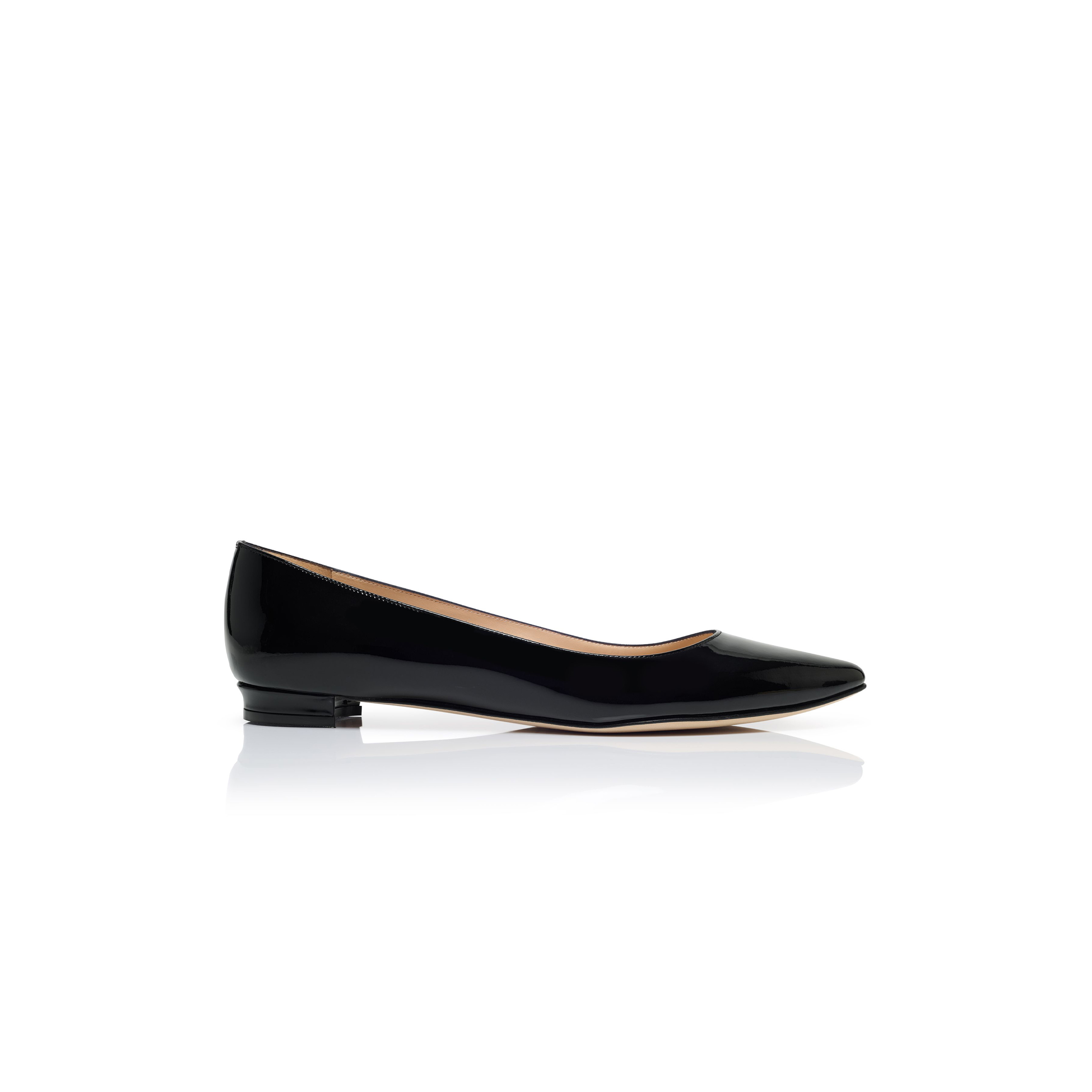 MANOLO BLAHNIK BBFLAT BLACK PATENT LEATHER POINTED TOE FLAT PUMPS 9XX-0545-0008